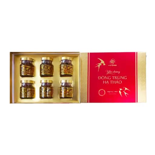 Yến sào chưng đông trùng hạ thảo hộp giấy Vnherbs 6 lọ