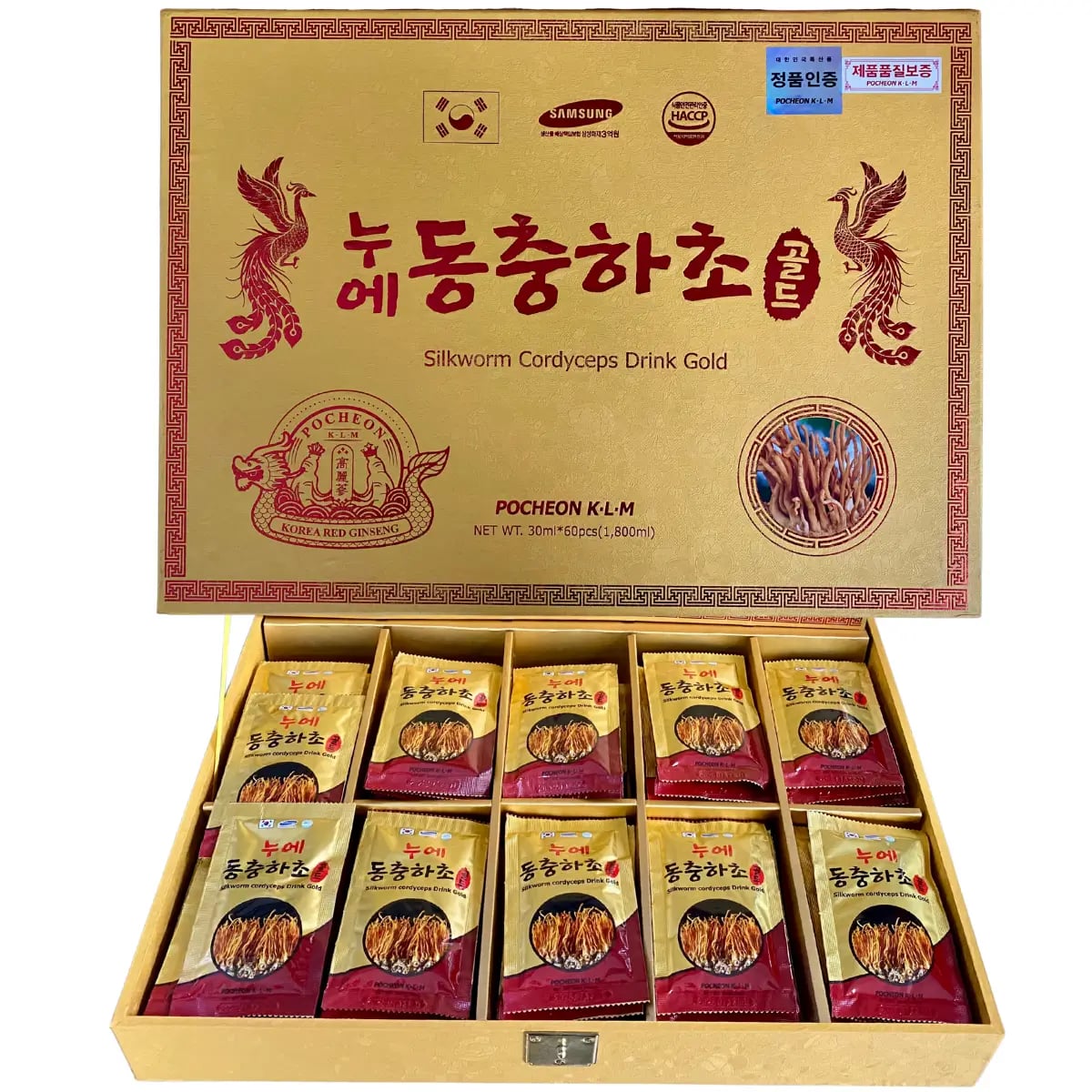 Hình Nước đông trùng hạ thảo hộp gỗ Pocheon 60 gói 1