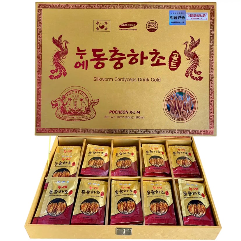 Hình Nước đông trùng hạ thảo hộp gỗ Pocheon 60 gói 1