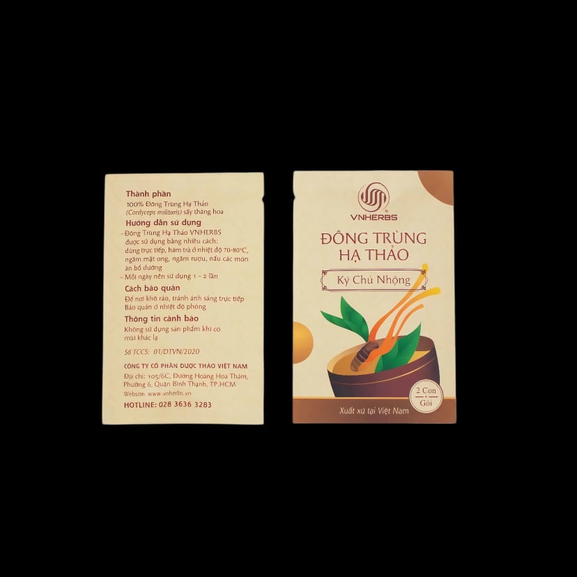 Hình Nấm Đông Trùng Hạ Thảo Sợi Khô Vnherbs hộp giấy 60 con - ký chủ nhộng 1
