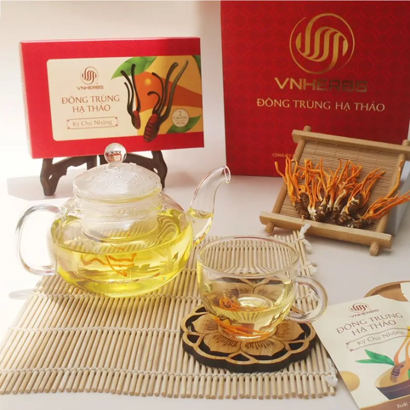 Hình Nấm Đông Trùng Hạ Thảo Sợi Khô Vnherbs hộp giấy 60 con - ký chủ nhộng 3