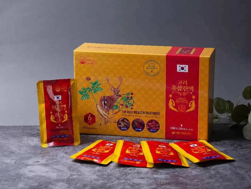 Hình Nước Sâm Nhung Hươu Táo Đỏ Hàn Quốc Daedong 30 gói 2