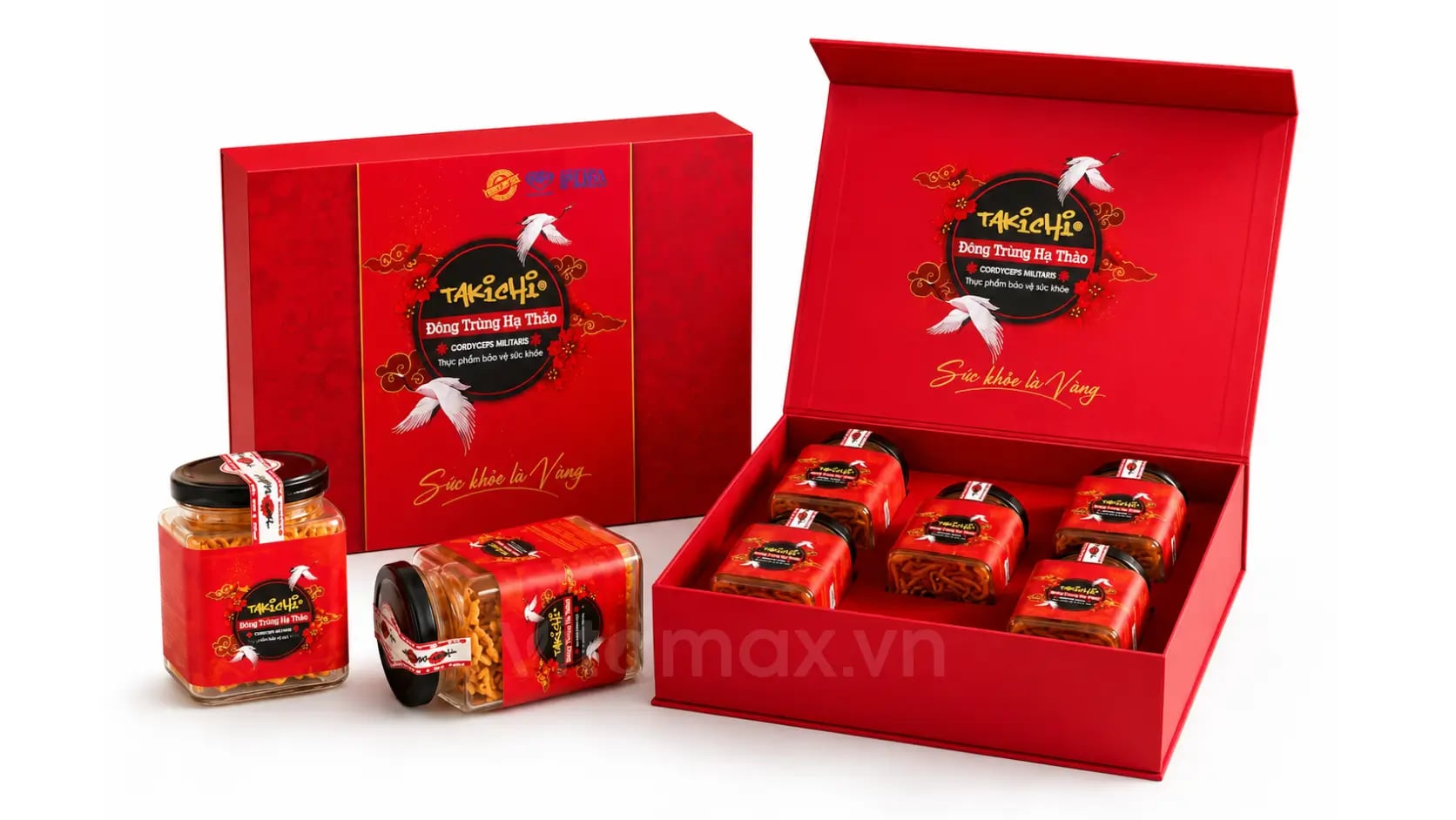 Hình Đông trùng hạ thảo sấy thăng hoa hộp quà tặng Takichi (5 lọ x 10g) 2