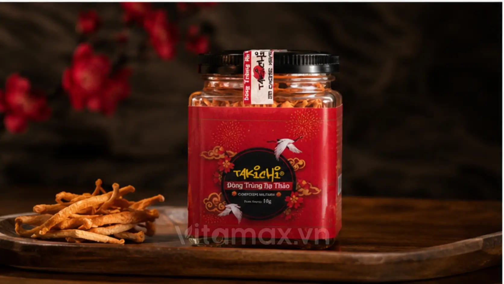 Hình Đông trùng hạ thảo sấy thăng hoa hộp quà tặng Takichi 10g 2