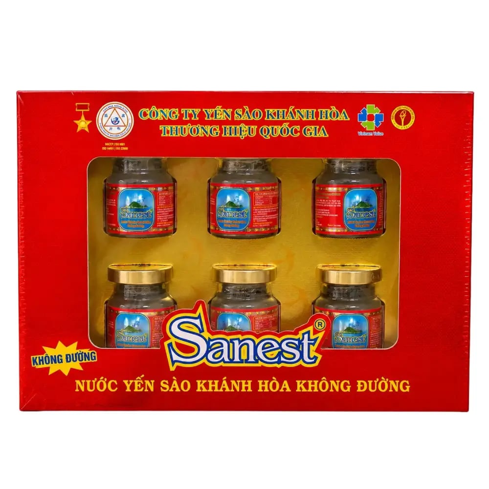 Yến Sào Sanest Khánh Hòa Hộp 6 Lọ - không đường