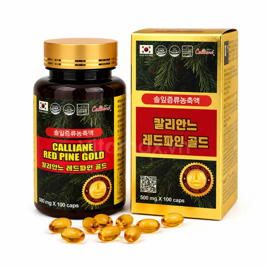 Hình Viên tinh dầu thông đỏ Hàn Quốc Calliane Red Pine Gold (100 viên x 500mg) 1
