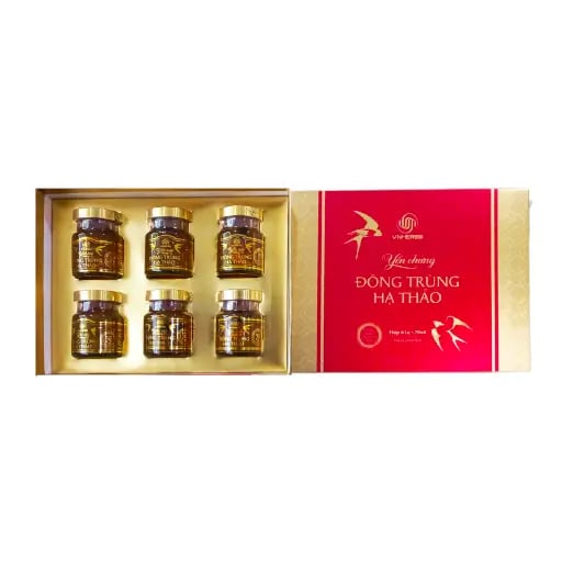 Yến sào chưng đông trùng hạ thảo hộp giấy Vnherbs 6 lọ