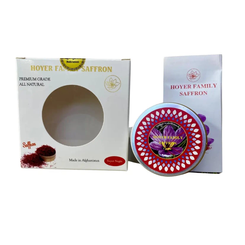 Hình Nhụy hoa nghệ tây Afghanistan Hoyer Family Saffron hộp tròn 1gram 5
