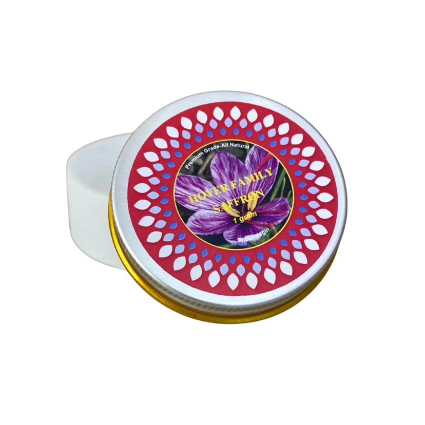 Hình Nhụy hoa nghệ tây Afghanistan Hoyer Family Saffron hộp tròn 1gram 6
