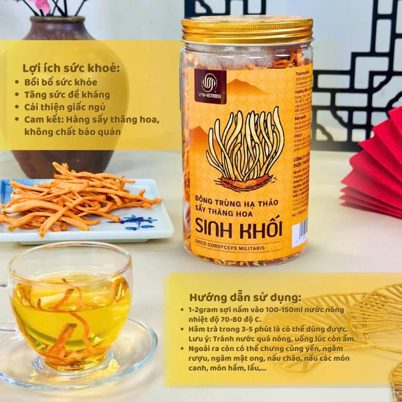 Hình Đông trùng hạ thảo sấy thăng hoa Vnherbs lọ 50g - loại 2 4