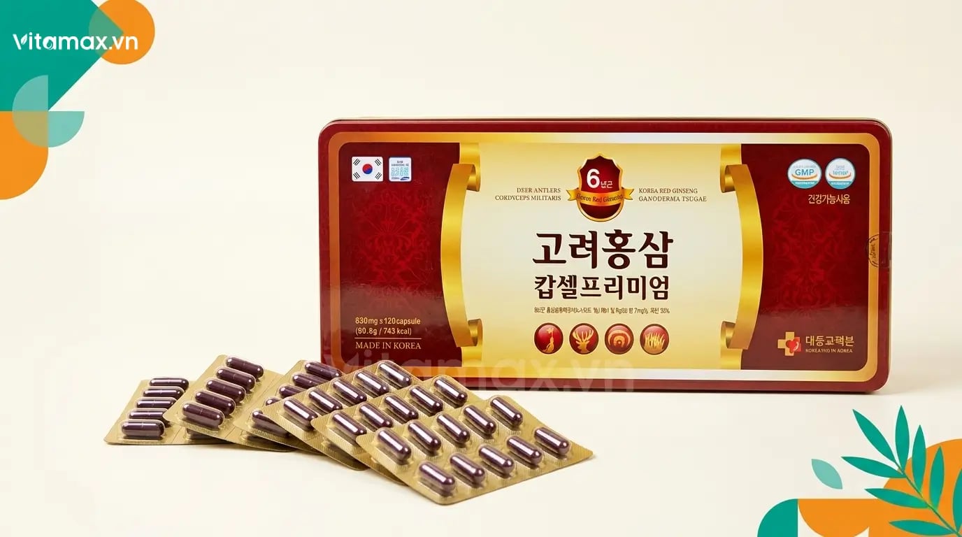 Viên Hồng Sâm Nhung Hươu Linh Chi Đông Trùng Daedong 120 viên