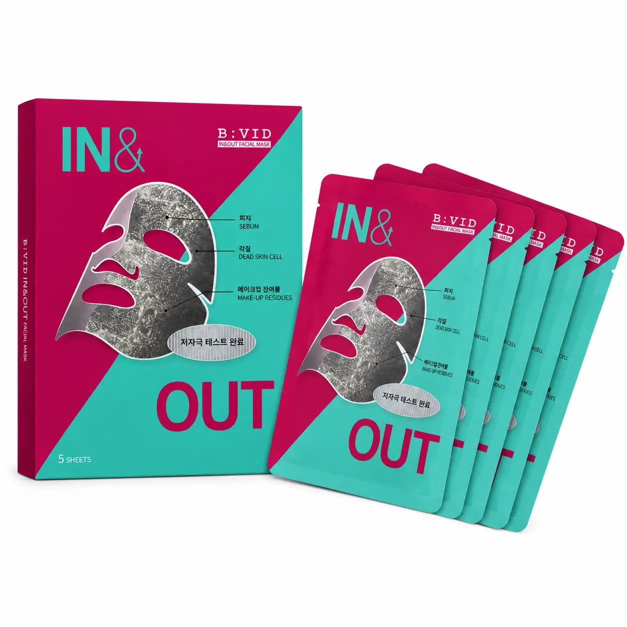 Hình Mặt Nạ Làm Sạch Lỗ Chân Lông B:VID IN&OUT Facial Mask - Set 5 cái 5