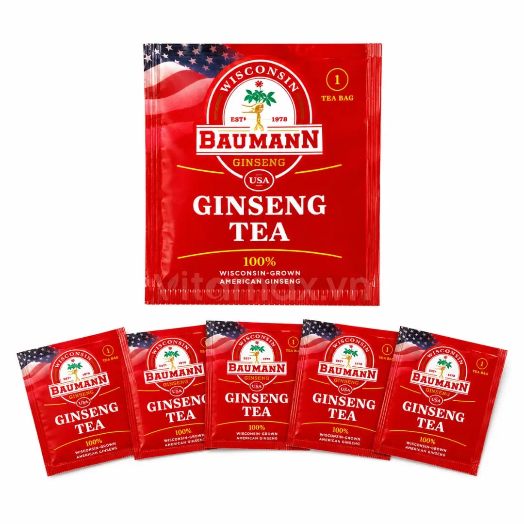 Hình Nhân Sâm Mỹ Baumann Wisconsin Dạng Trà Túi Lọc - Hộp 5 Gói 3