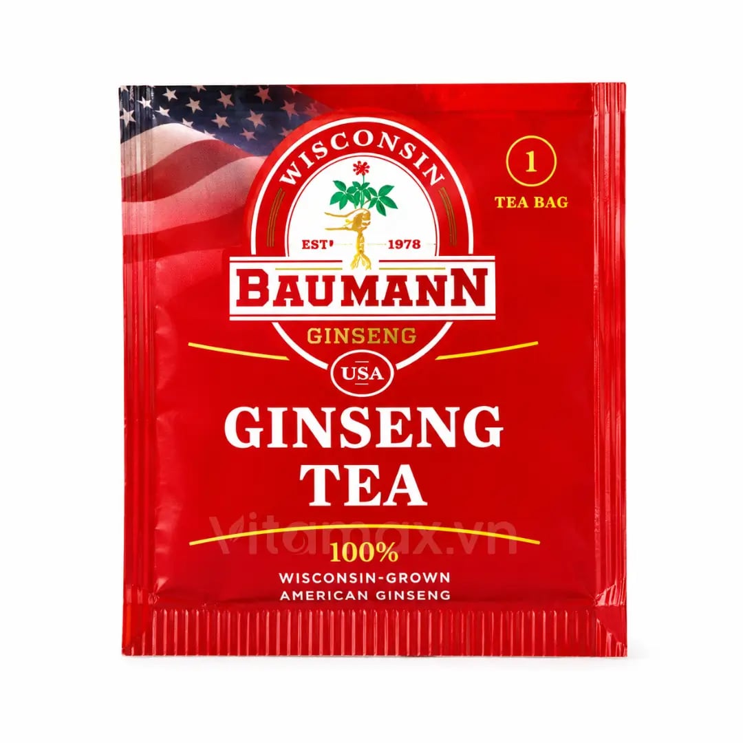 Hình Nhân Sâm Mỹ Baumann Wisconsin Dạng Trà Túi Lọc - Hộp 5 Gói 4