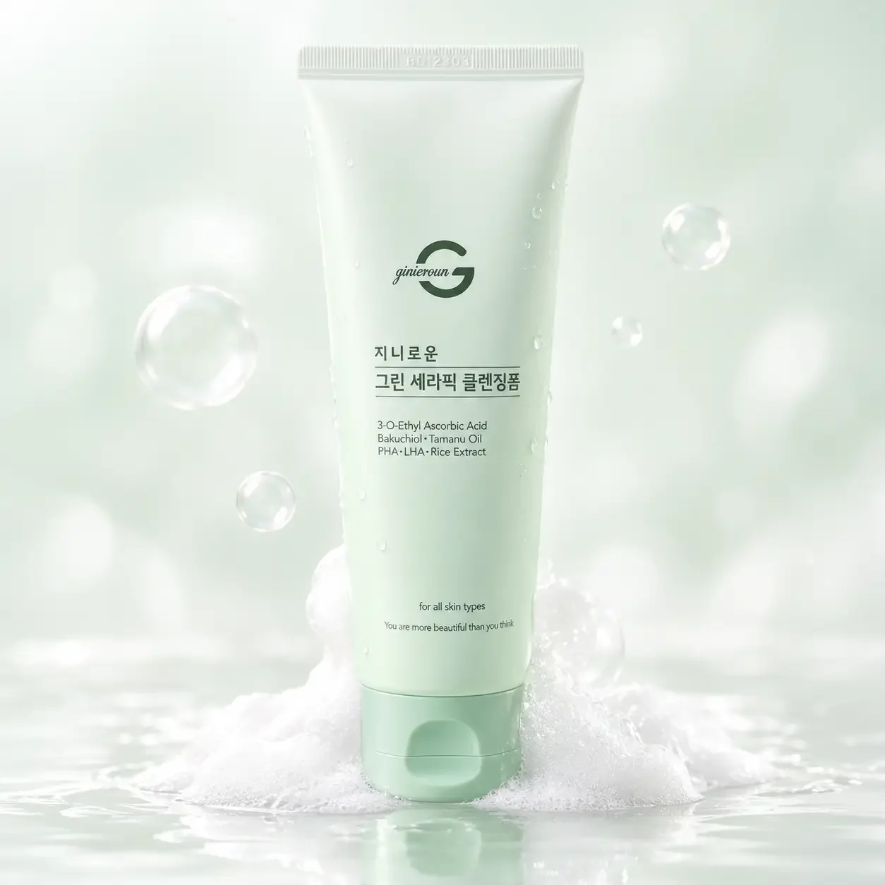 Hình Sữa Rửa Mặt Tạo Bọt Dịu Nhẹ Ginieroun Green Seraphic 4