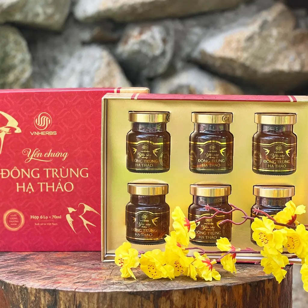 Hình Yến sào chưng đông trùng hạ thảo hộp giấy Vnherbs 6 lọ 2