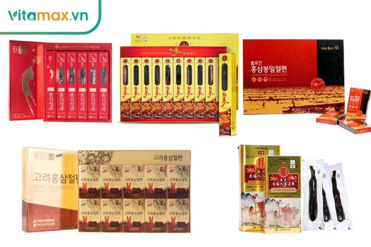 các sản phẩm hồng sâm tẩm mật ong Hàn Quốc chính hãng từ KGC, Daedong, KGS, Pocheon