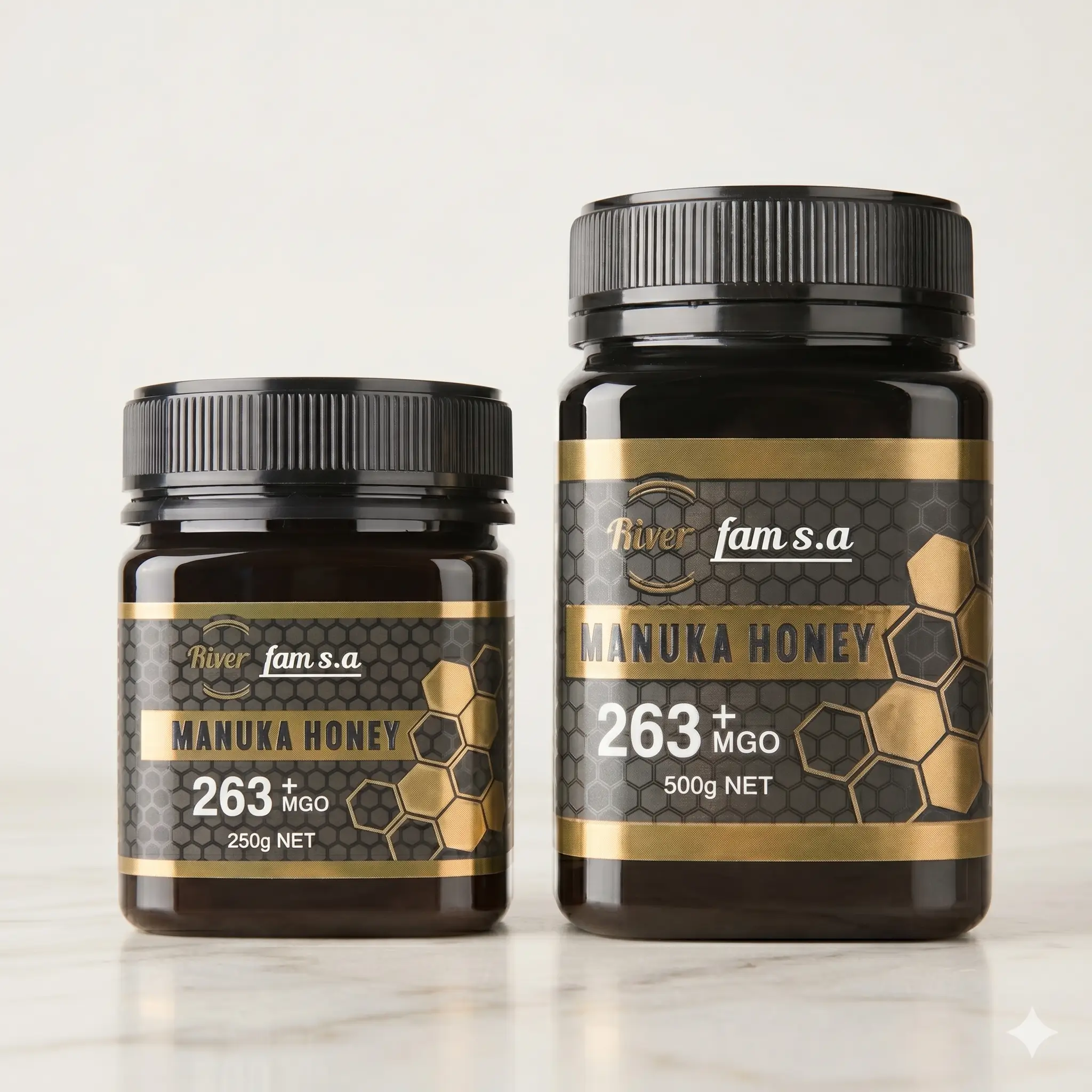 Mật ong Manuka RiverFAM có 2 loại dung tích: lọ 250g và 500g
