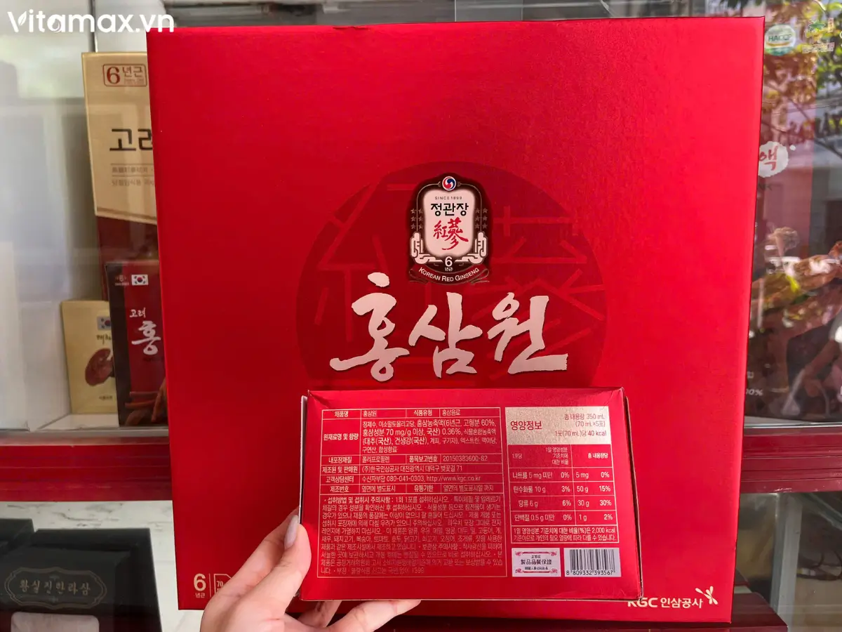 Mặt sau của nước hồng sâm won Hàn Quốc chính hãng KGC - Hình ảnh tại cửa hàng Vitamax.vn